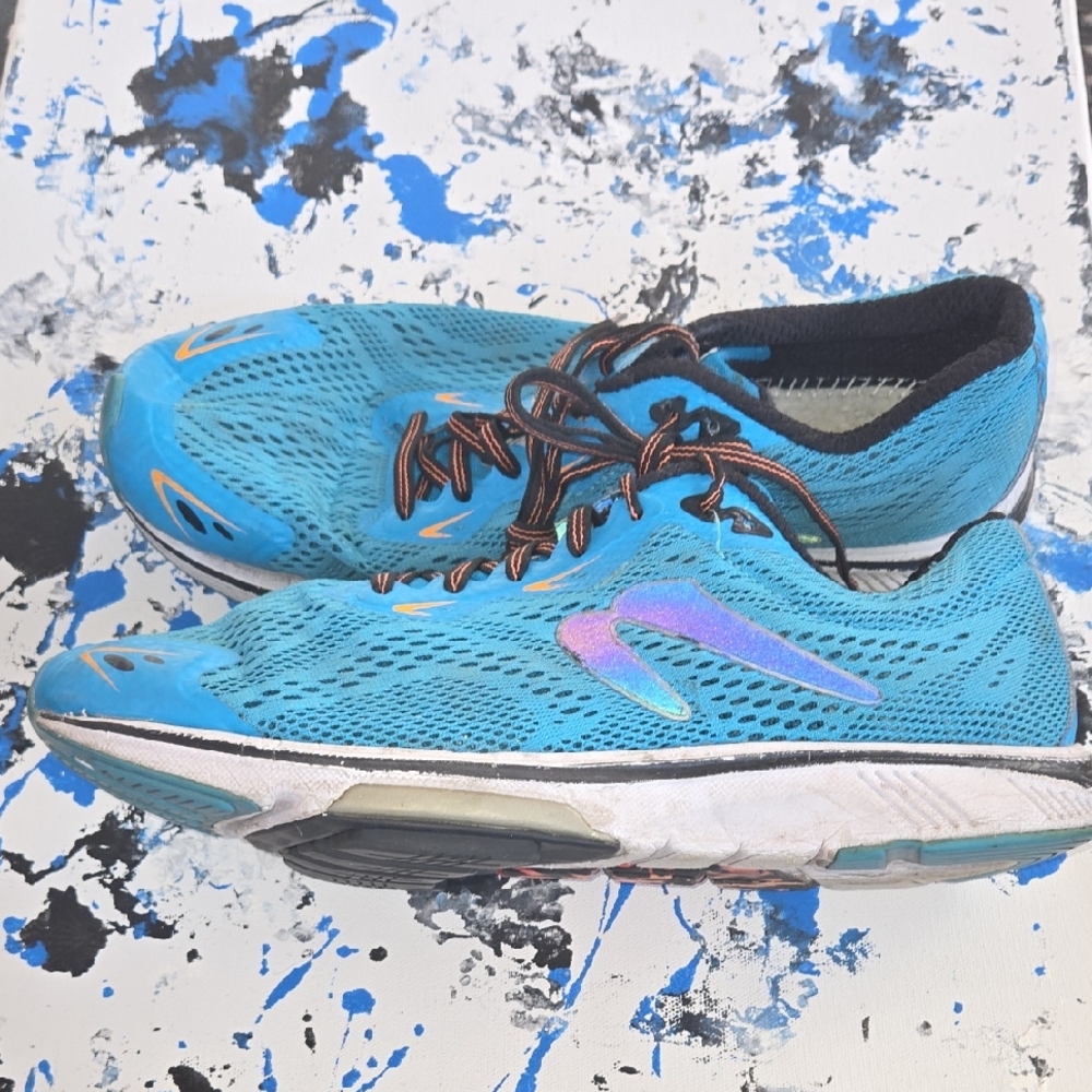 Newton Vibrant Blue Running Shoes with Orange Accents